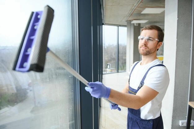 Artisan vitrier effectuant la maintenance préventive et le nettoyage des joints de fenêtre à Ixelles